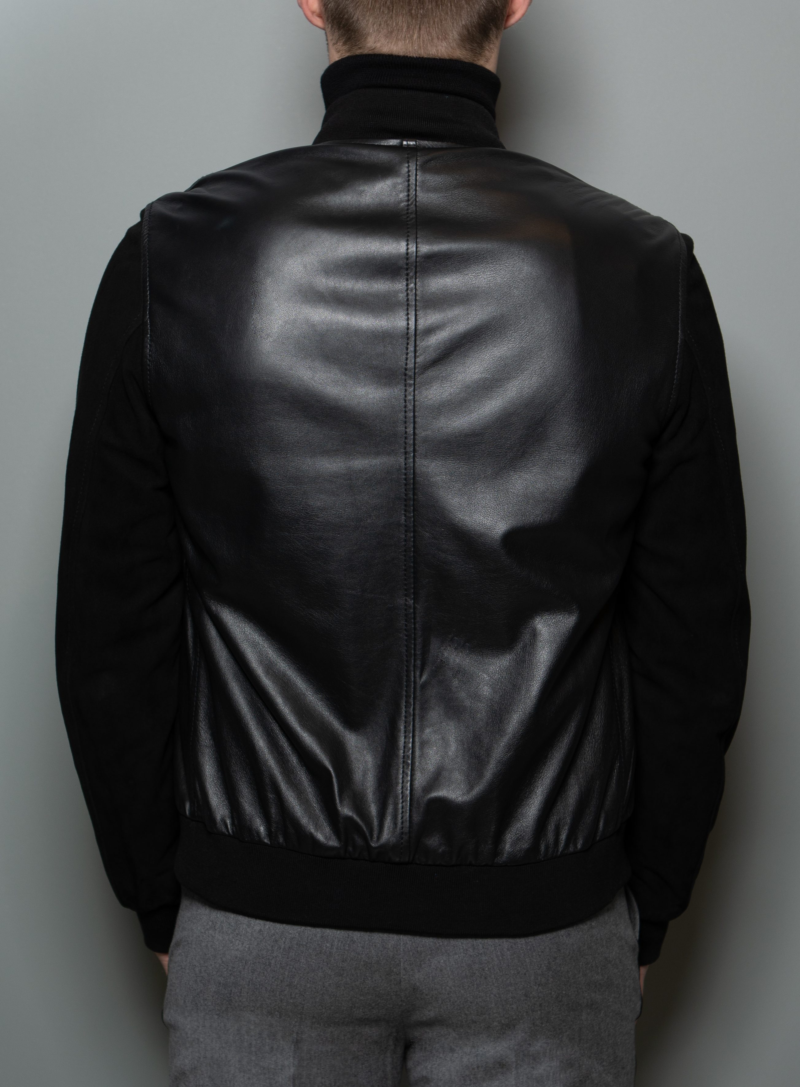 Black Leather And Suede Bomber Jacket — Stephen F 