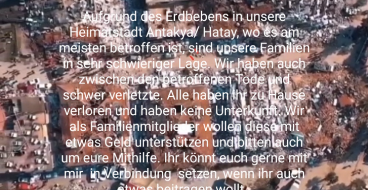 HILFE FÜR MEINE Familie in der Türkei Erdbebengebiet antakya hatay 