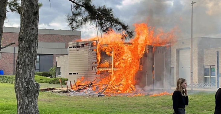 Brand opslagplaats hout bij Scouts & Gidsen Juventa Zonhoven
