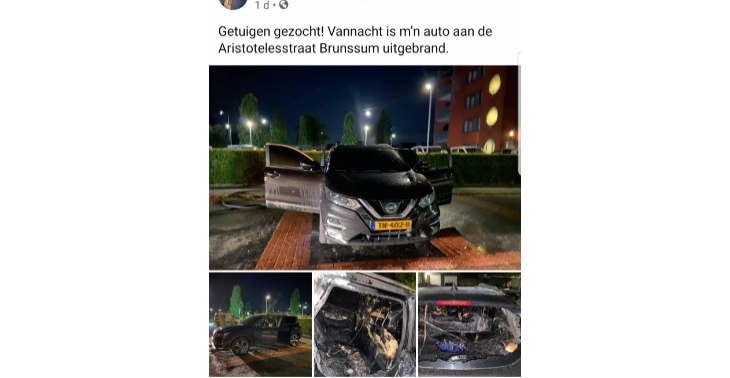 Auto in brand gestoken