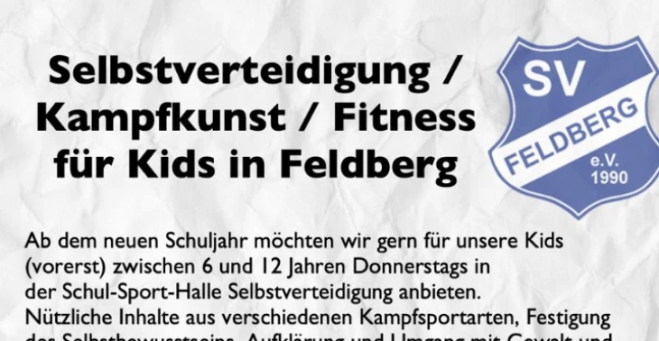 Projekt Selbstverteidigung/Fitness/ Kampfkunst für die Feldberger Kids
