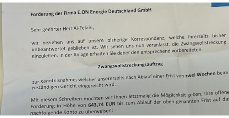 Spende für einen Anwalt.