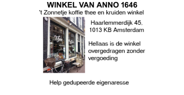AMSTERDAMSE ZAAK bijna 400 jaar koffie-thee-kruidenzaak t zonnetje
