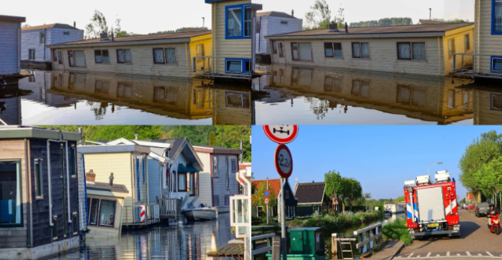 Gezonken woonark.