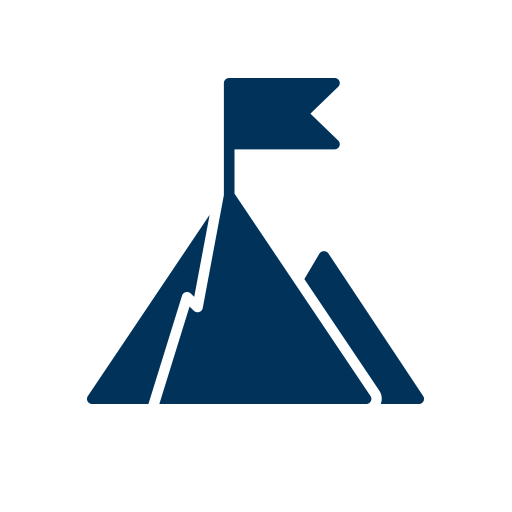Symbol Gipfel Berg mit Zielflagge für Qualität
