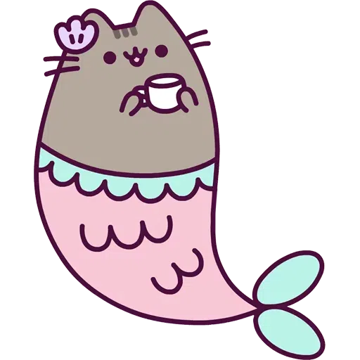 Pusheen Stickers - Mermaid – Happypostcrossingshop