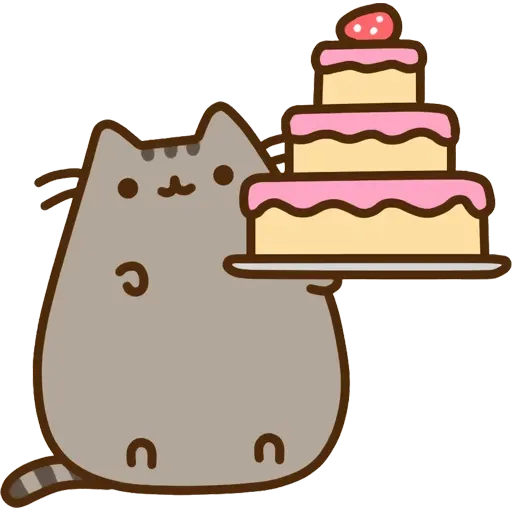 pusheen eating cake