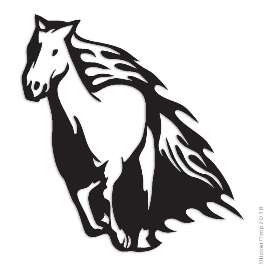 Horse Stallion Flames, Vinyl Decal Sticker, Multiple Colors & Sizes #1060