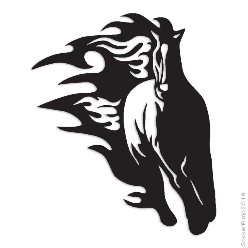 Horse Flames Running, Vinyl Decal Sticker, Multiple Colors & Sizes #1061