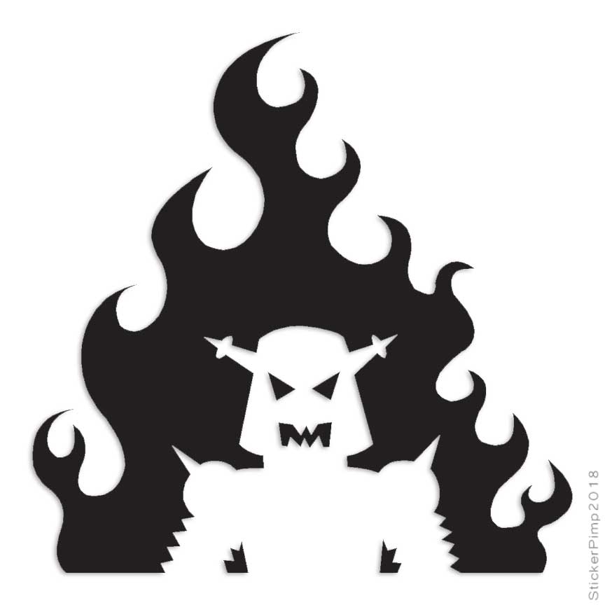 Evil Robot Flames, Vinyl Decal Sticker, Multiple Colors & Sizes #1074
