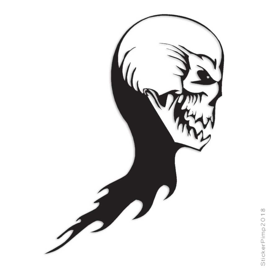 Skull Flames Monster Art, Vinyl Decal Sticker, Multiple Colors & Sizes #1080