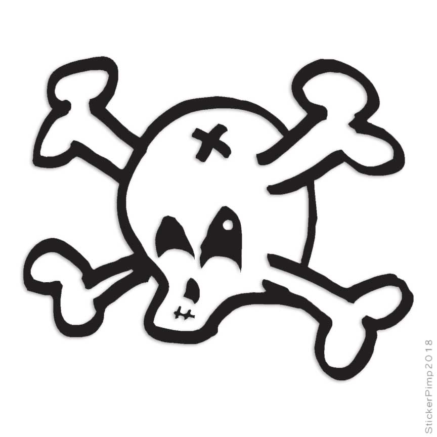 Cute Skull Crossbones, Vinyl Decal Sticker, Multiple Colors & Sizes #1098