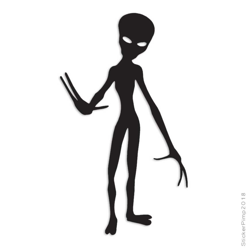 Alien E.T. Humanoid, Vinyl Decal Sticker, Multiple Colors & Sizes #1119