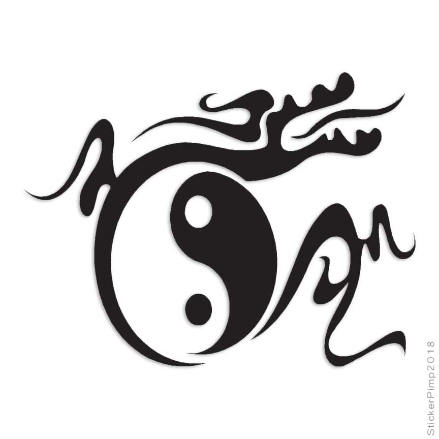 Dragon Yin Yang Chinese, Vinyl Decal Sticker, Multiple Colors & Sizes #1140