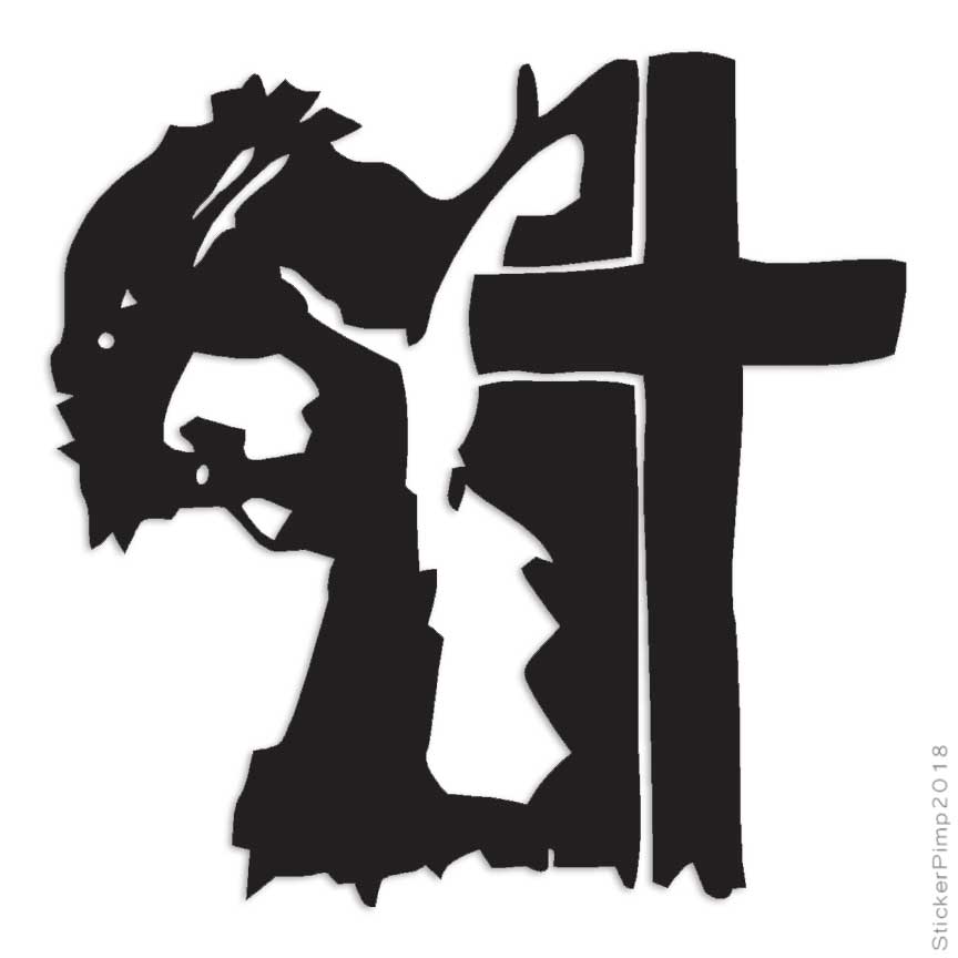 Jesus Cross Christian, Vinyl Decal Sticker, Multiple Colors & Sizes #1147