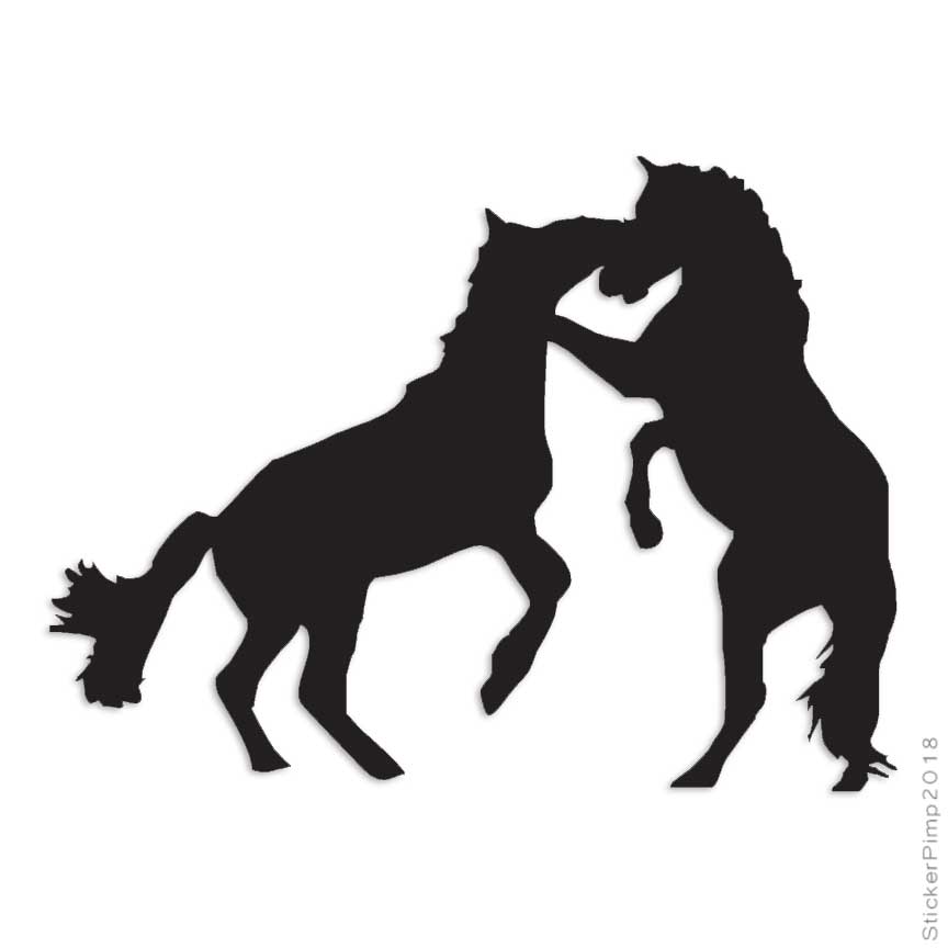 Rearing Horses, Vinyl Decal Sticker, Multiple Colors & Sizes #1352