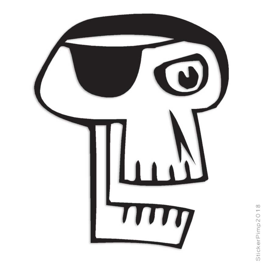 Skull Pirate Drawing, Vinyl Decal Sticker, Multiple Colors & Sizes #1384