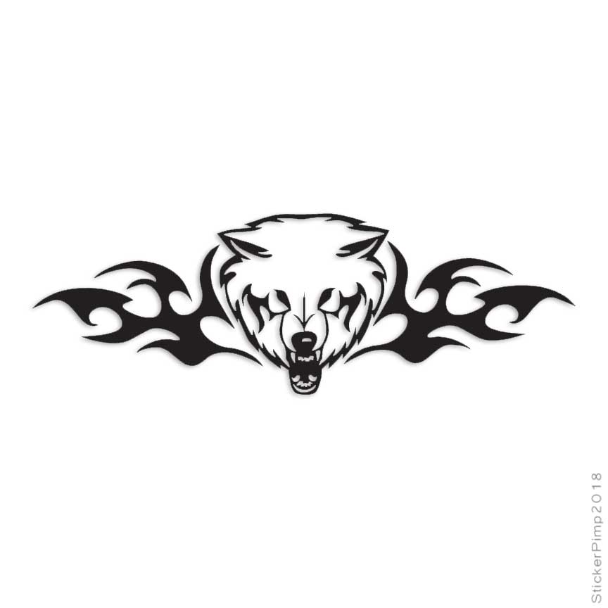 Wolf Head Tribal Snarl, Vinyl Decal Sticker, Multiple Colors & Sizes #1408
