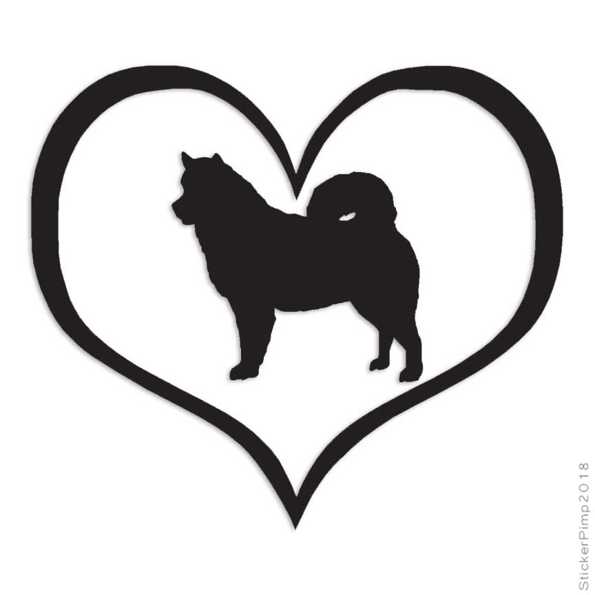 Love Alaskan Malamute Dog, Vinyl Decal Sticker, Multiple Colors & Sizes #1413