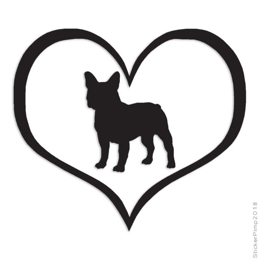 Love French Bulldog Dog , Vinyl Decal Sticker, Multiple Colors & Sizes #1459