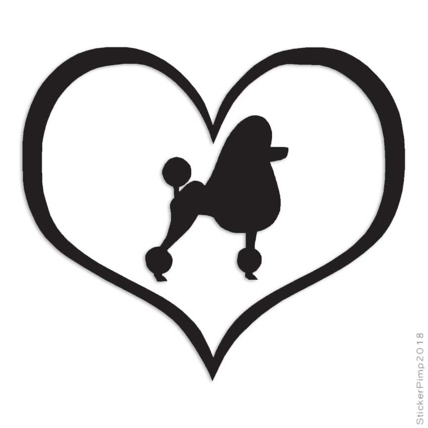 Heart Poodle Love, Vinyl Decal Sticker, Multiple Colors & Sizes #1501