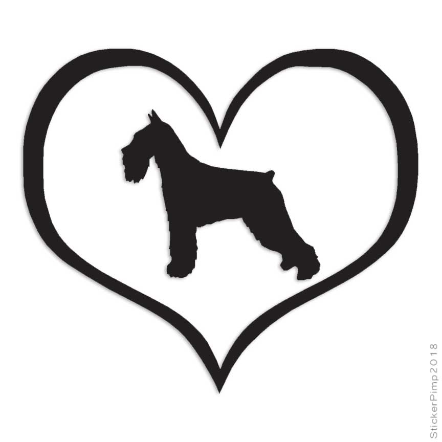 Heart Standard Schnauzer Dog, Vinyl Decal Sticker, Multiple Colors & Sizes #1522