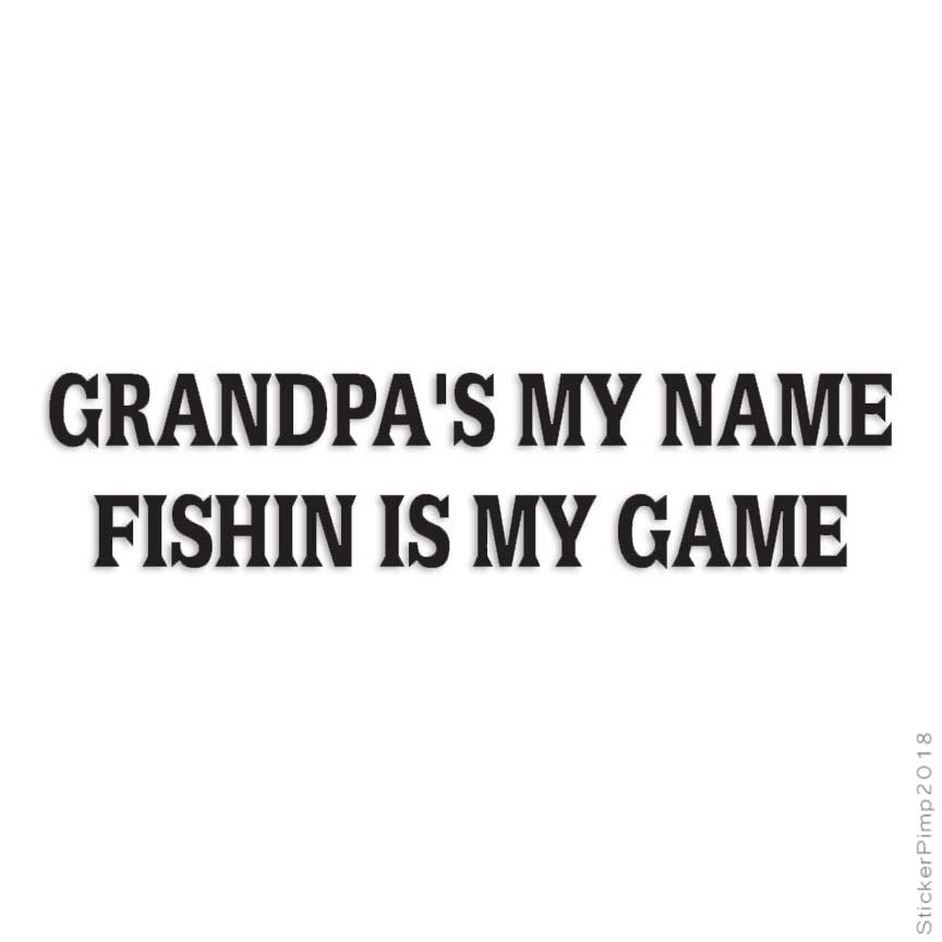 Grandpa’s Name Fishing Game, Vinyl Decal Sticker, Multiple Colors & Sizes #1709