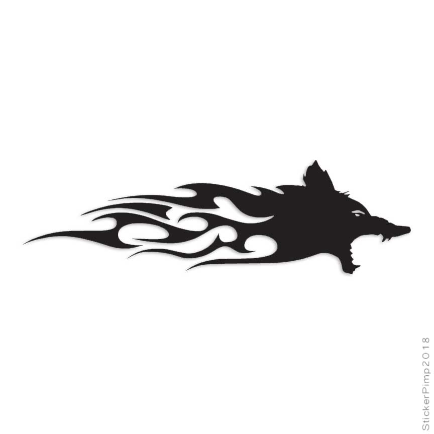 Wolf Head Flames Splash, Vinyl Decal Sticker, Multiple Colors & Sizes #2321