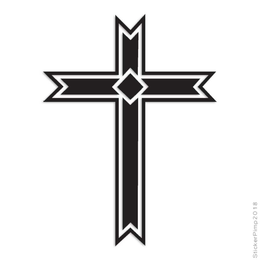 Outlined Cross Diamond, Vinyl Decal Sticker, Multiple Colors & Sizes #2332