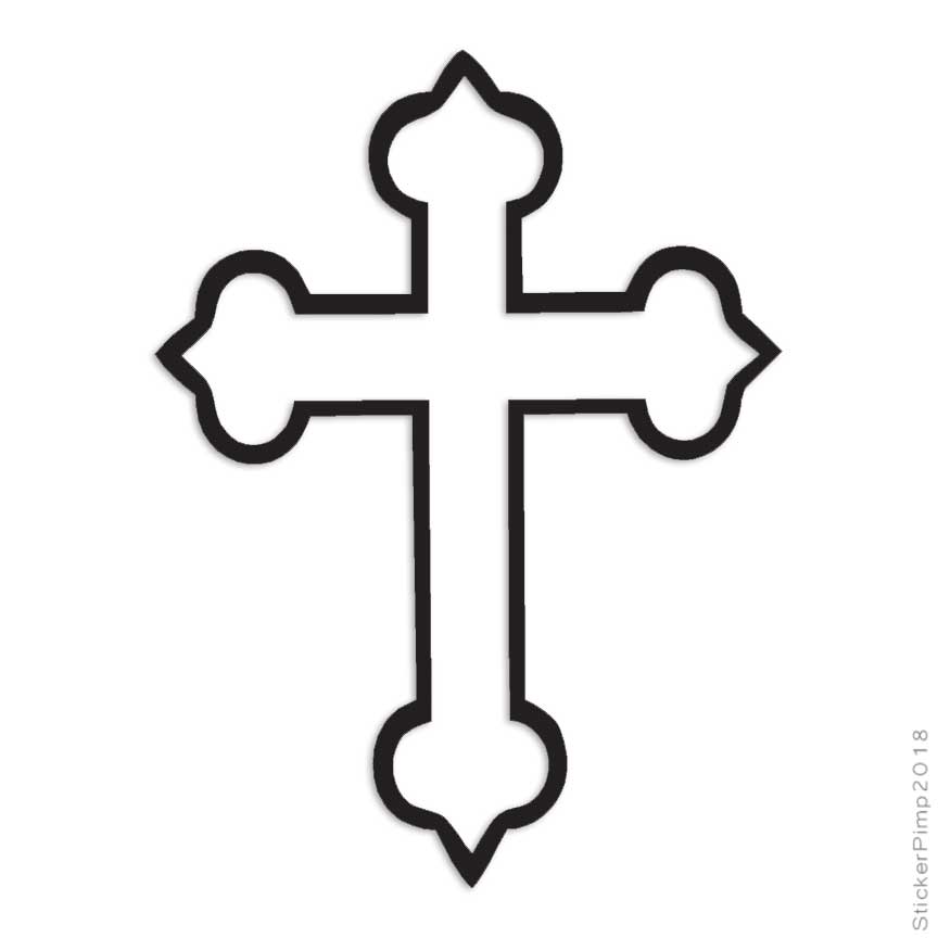 Fancy Cross Christian, Vinyl Decal Sticker, Multiple Colors & Sizes #2334