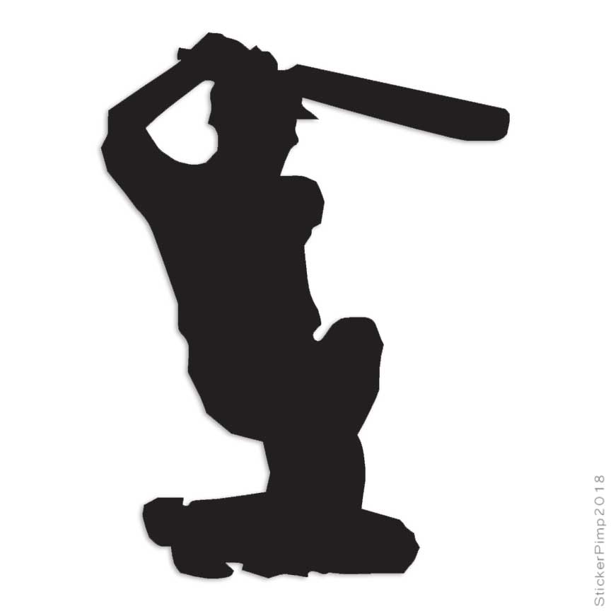 Cricket Bat Batsman Sport, Vinyl Decal Sticker, Multiple Colors & Sizes #2362