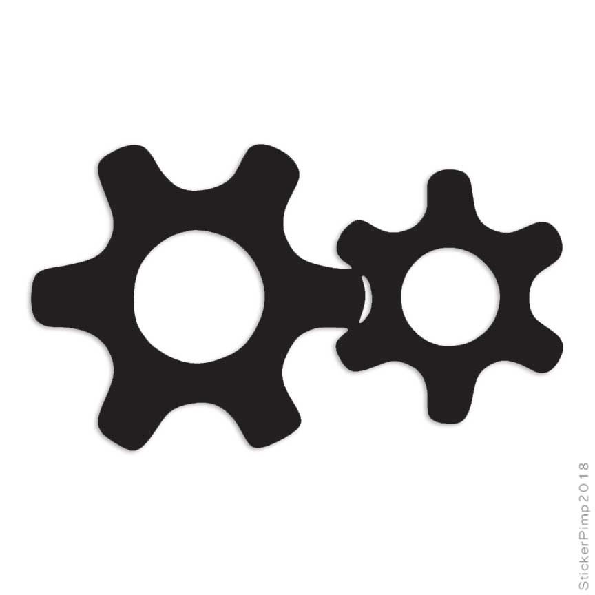 Meshed Gears Cog, Vinyl Decal Sticker, Multiple Colors & Sizes #2368