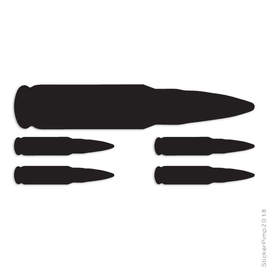 5 AK47 Rifle Ammo, Vinyl Decal Sticker, Multiple Colors & Sizes #2973
