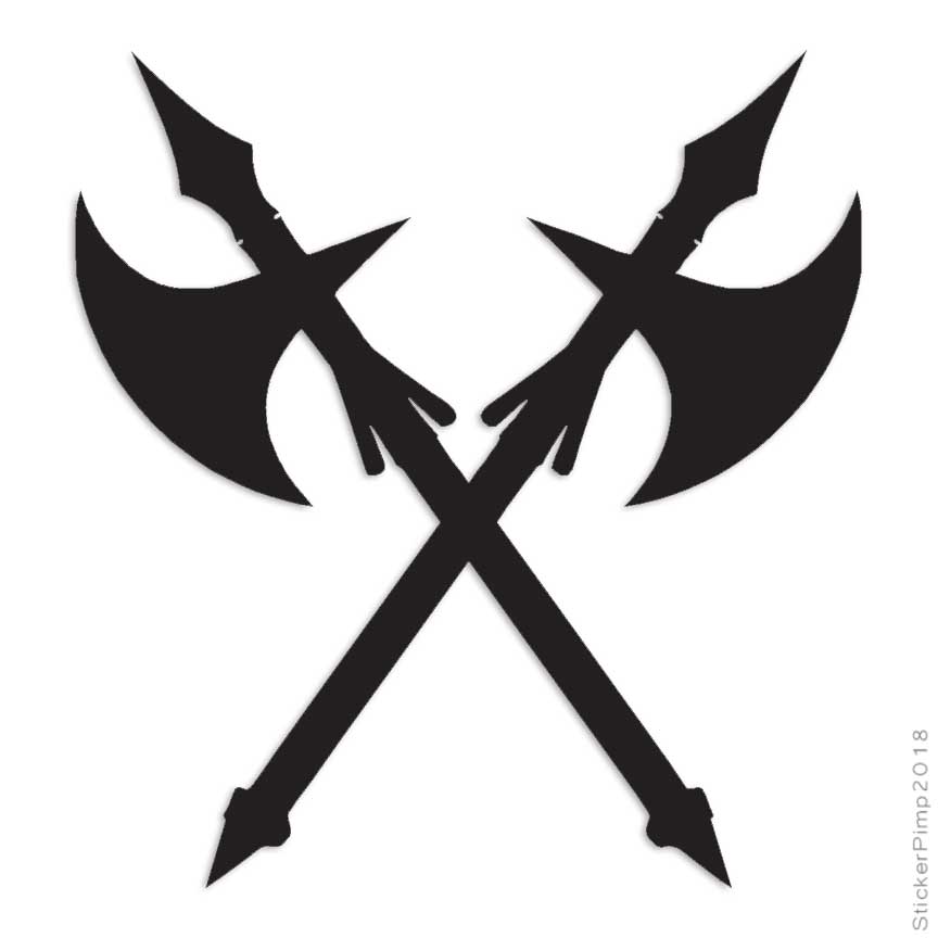 Crossed Battle Axes, Vinyl Decal Sticker, Multiple Colors & Sizes #3074
