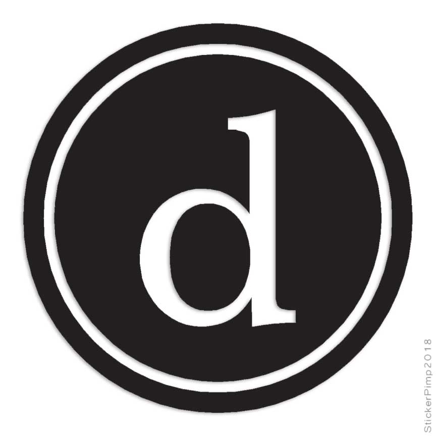 Typewriter Font D Initial, Vinyl Decal Sticker, Multiple Colors & Sizes #3266