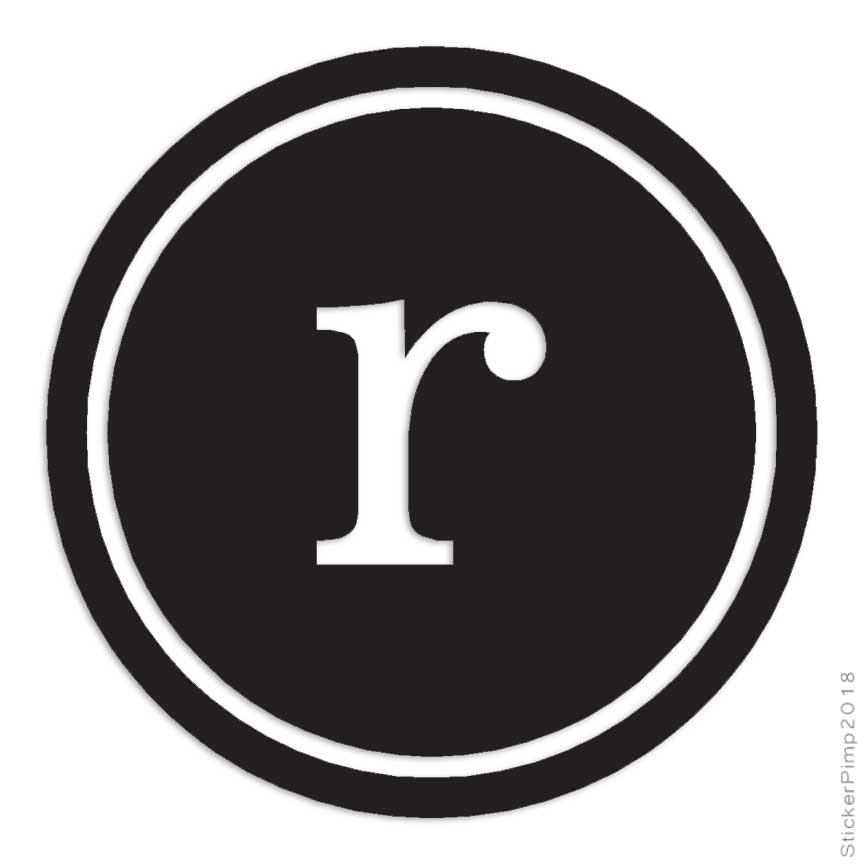Typewriter Font R Initial, Vinyl Decal Sticker, Multiple Colors & Sizes #3280