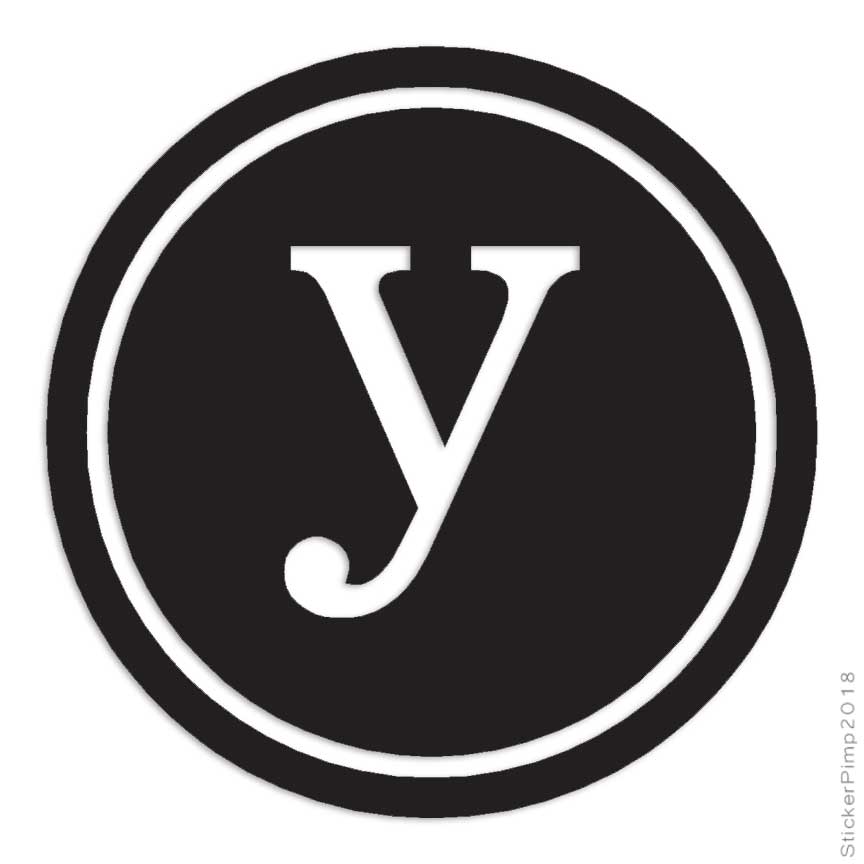 Typewriter Font Y Initial, Vinyl Decal Sticker, Multiple Colors & Sizes #3287