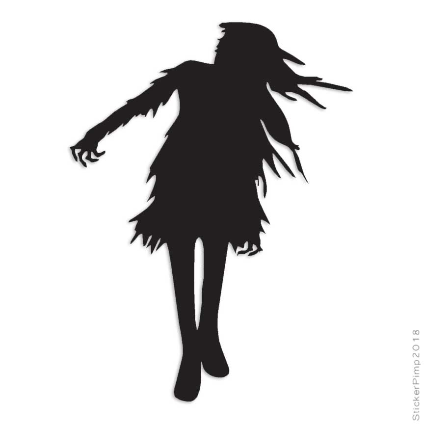 Zombie Lady Woman, Vinyl Decal Sticker, Multiple Colors & Sizes #3380