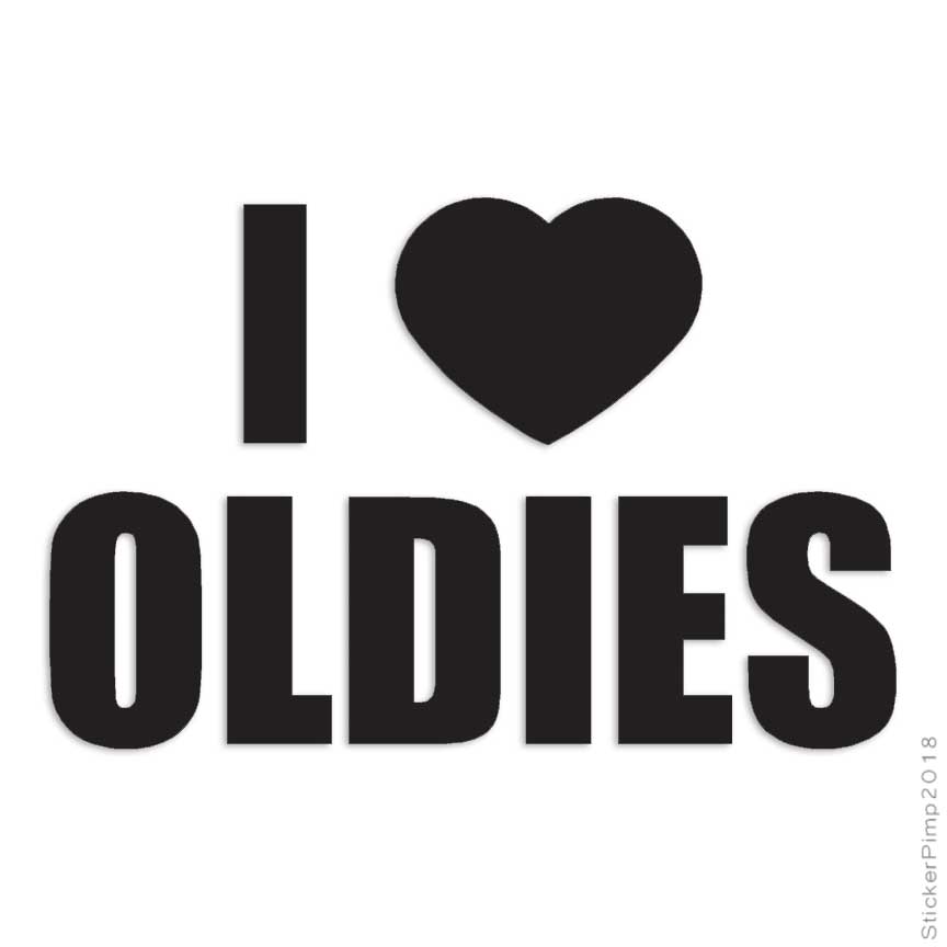 I Love Oldies Heart, Vinyl Decal Sticker, Multiple Colors & Sizes #3518