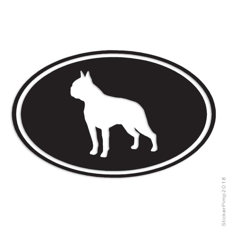 Boston Terrier Oval Dog, Vinyl Decal Sticker, Multiple Colors & Sizes #3639