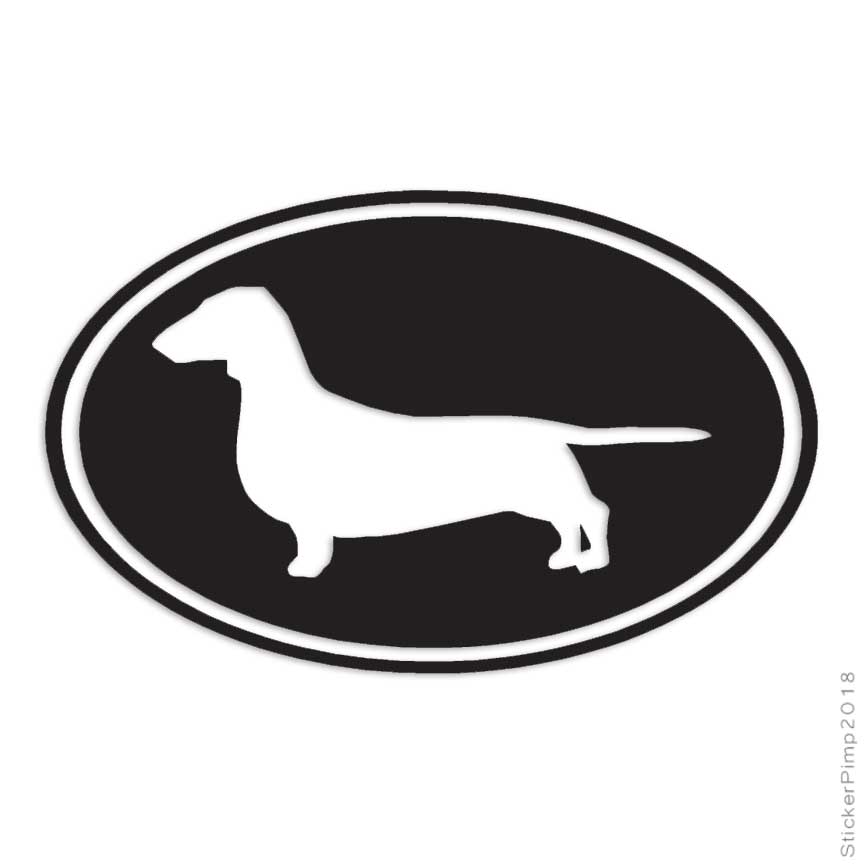 Dachshund Oval Dog, Vinyl Decal Sticker, Multiple Colors & Sizes #3653