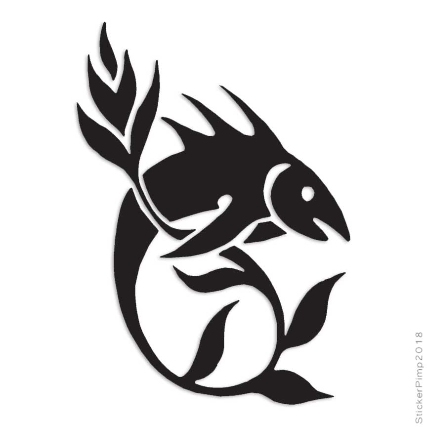 Fish Sea Weed Art, Vinyl Decal Sticker, Multiple Colors & Sizes #3729