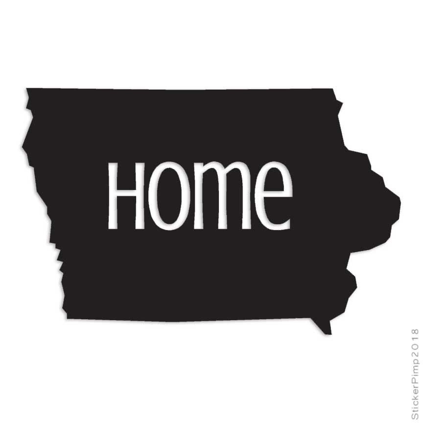 Iowa Home State, Vinyl Decal Sticker, Multiple Colors & Sizes #3817
