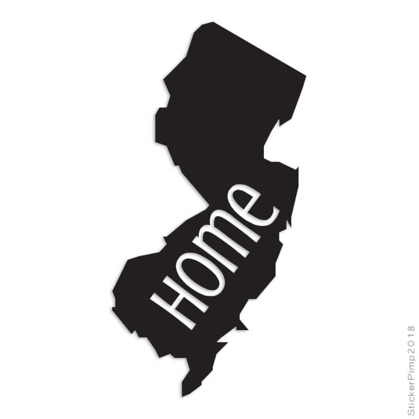 New Jersey Home State, Vinyl Decal Sticker, Multiple Colors & Sizes #3832