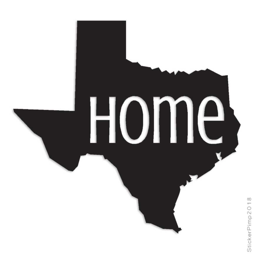 Texas Home State, Vinyl Decal Sticker, Multiple Colors & Sizes #3845