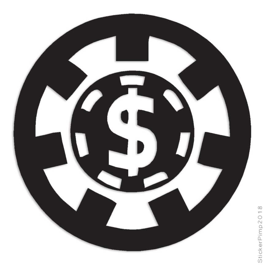 Poker Chip, Vinyl Decal Sticker, Multiple Colors & Sizes #4026