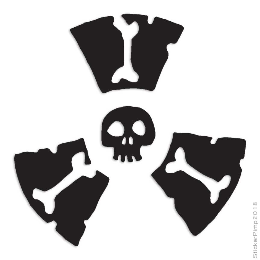 Radioactive Skull Symbols, Vinyl Decal Sticker, Multiple Colors & Sizes #557