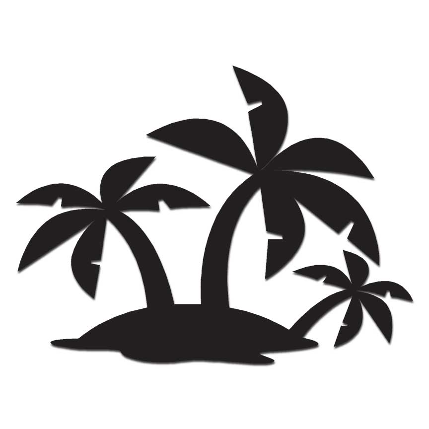 Palm Tree Island, Vinyl Decal Sticker, Multiple Colors & Sizes #6107