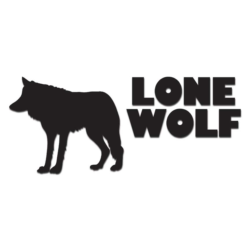 Adesivo Lupo Solitario 7cm – Sticker Auto Moto 'Lone Wolf No Clubs' Bianco
