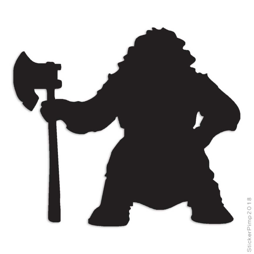 Dwarf Warrior Axe, Vinyl Decal Sticker, Multiple Colors & Sizes #622